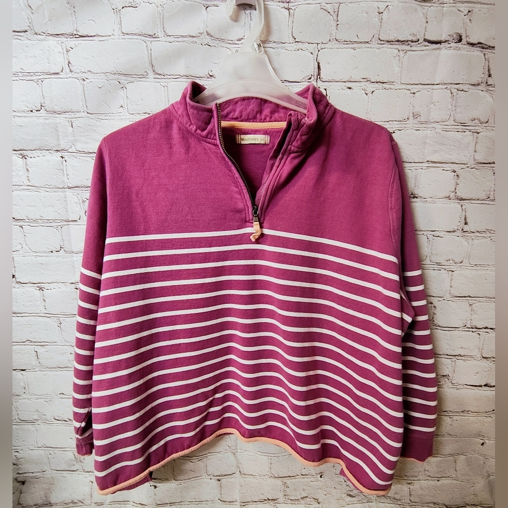 Woolovers XXL Women's Magenta Organic Cotton Half Zip Sweatshirt
